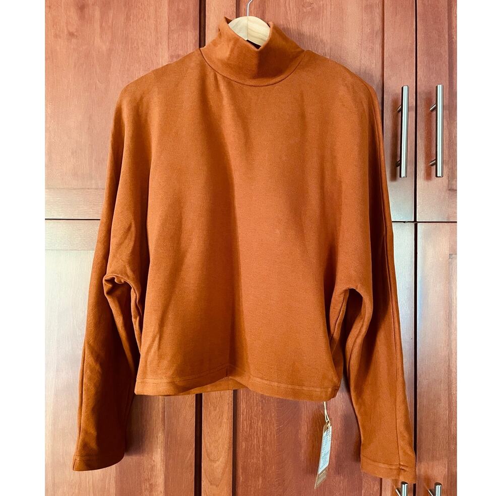 OGL Sweater Turtleneck Built in Bra Orange Size Large NEW